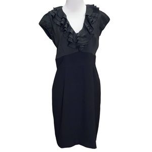 Boston Proper Fearlessly Feminine Black Ruffle Dress, size 4